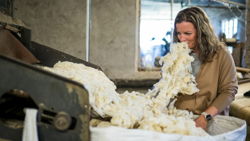 étape de fabrication de couette en laine